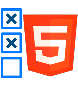 The HTML5 badge next to three vertical checkboxes. The first two checkboxes have a cross.
